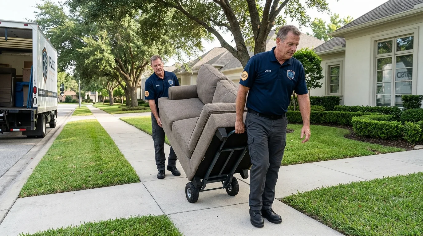 Local residential moving crew loading furniture in Norwood, MA